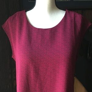 Loft Red w/ Black Dots Shift Dress, Size M